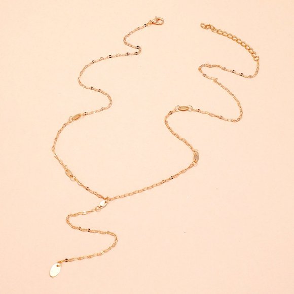 Fashion Simple Single Layer Gold Long Tassel Neckl - Picture 4 of 5